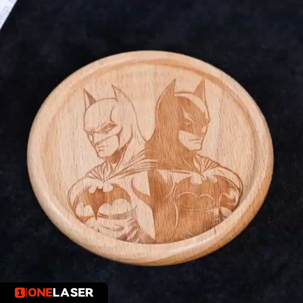 One Laser Engraved Wooden Coasters